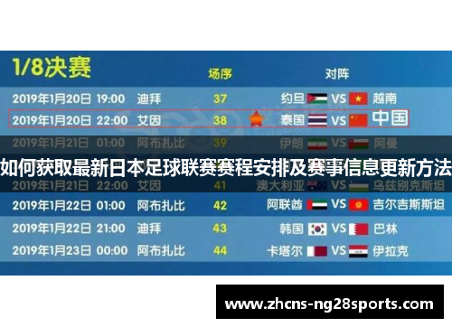 如何获取最新日本足球联赛赛程安排及赛事信息更新方法
