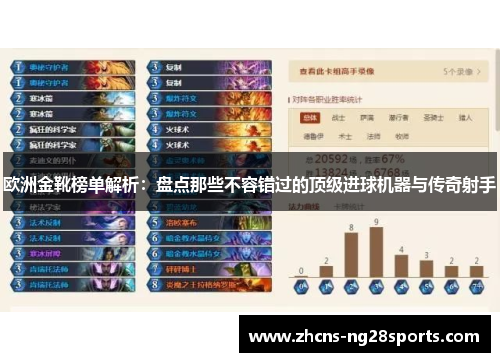 欧洲金靴榜单解析：盘点那些不容错过的顶级进球机器与传奇射手