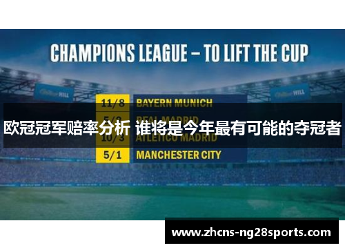 欧冠冠军赔率分析 谁将是今年最有可能的夺冠者